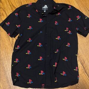 Men PlayStation button down